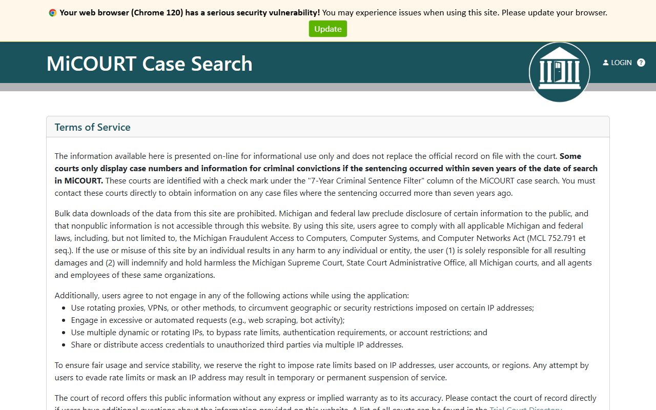 Direct MiCOURT route for the 93rd District Schoolcraft County court records