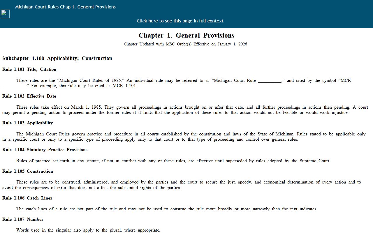 Michigan Court Rule chapter 1 protecting Schoolcraft County court records information