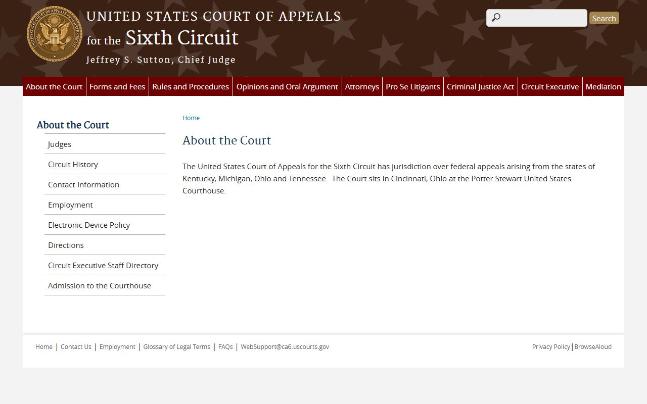 Sixth Circuit court information relevant to appeals near the Schoolcraft County Circuit Court