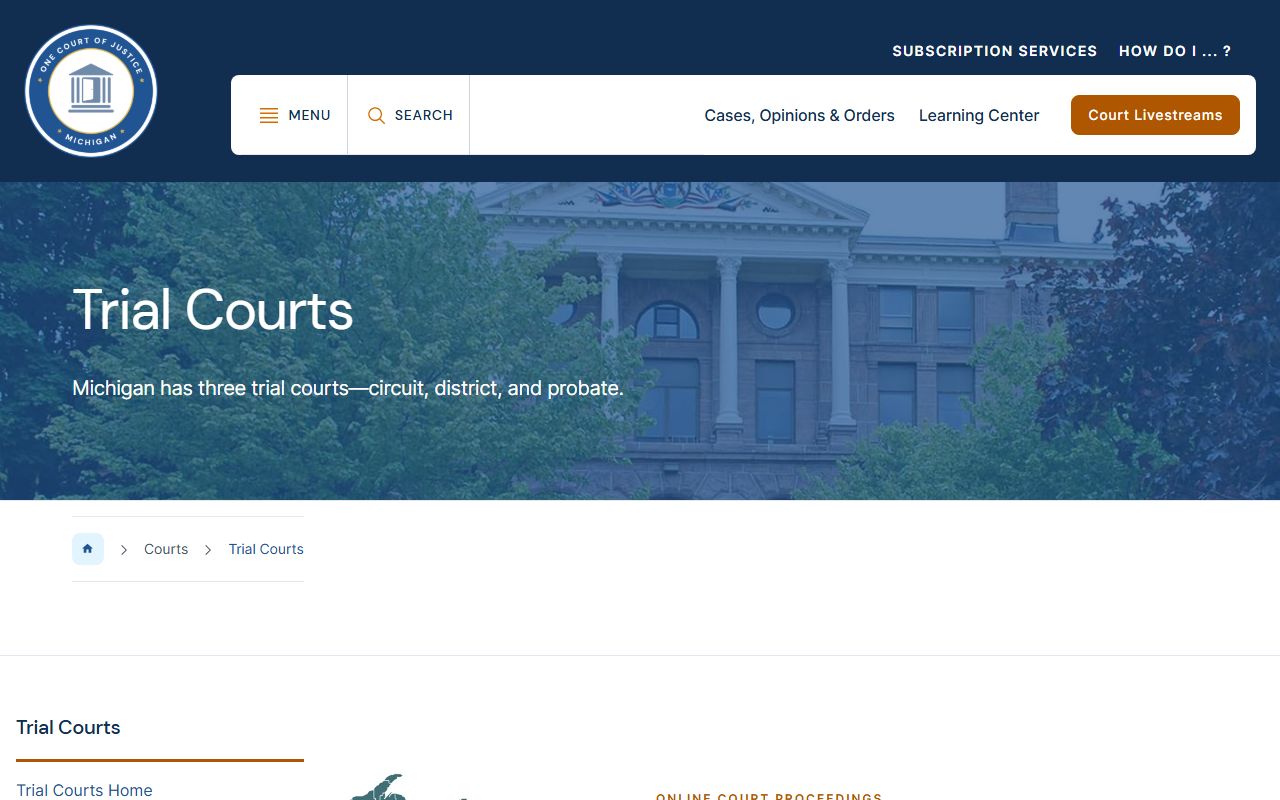 Michigan trial court structure behind Schoolcraft County court records