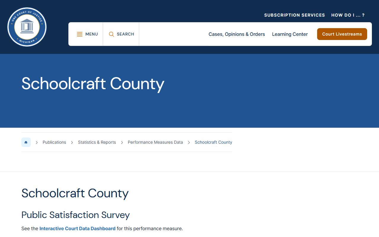 Schoolcraft County court records performance measures and caseload data