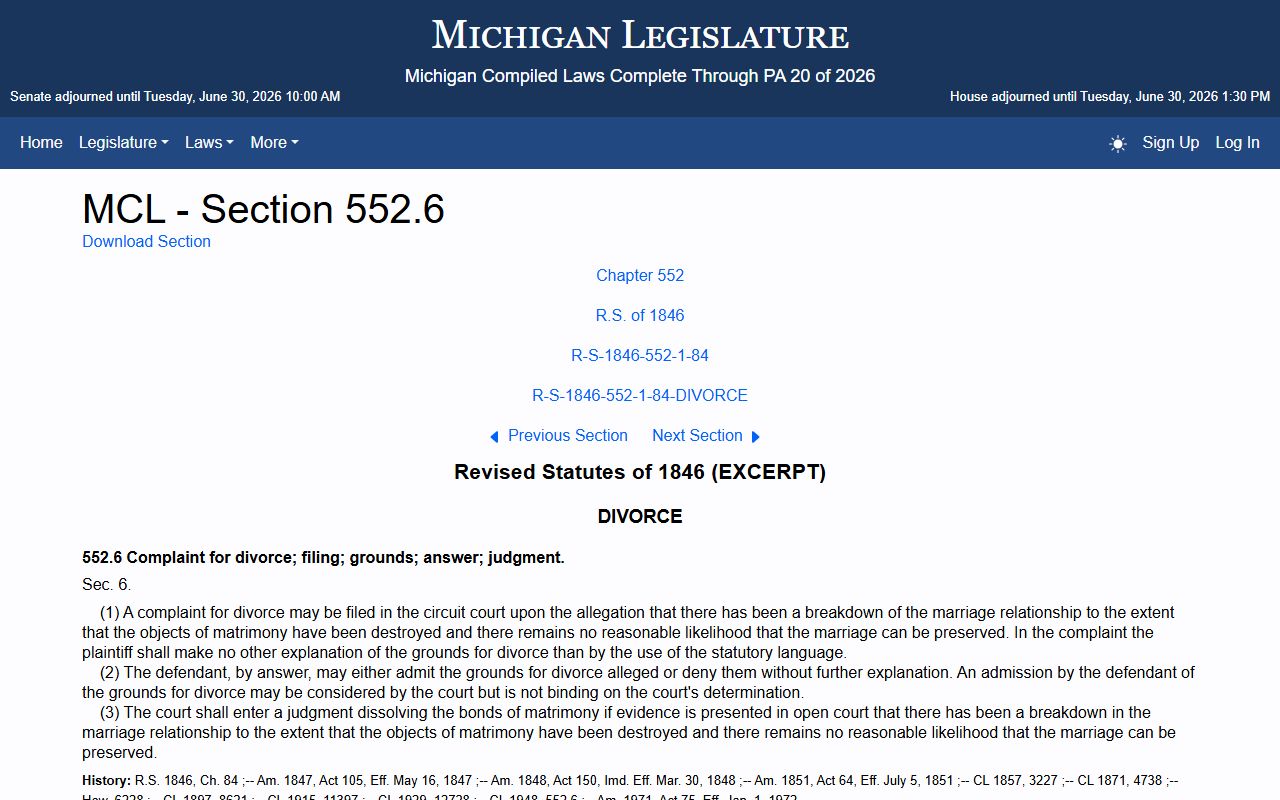 Michigan divorce statute distinguished from Schoolcraft County probate records