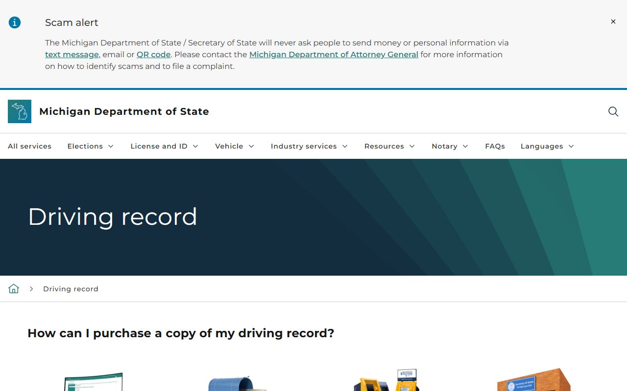 Michigan Secretary of State driving record page compared with Schoolcraft County traffic court records